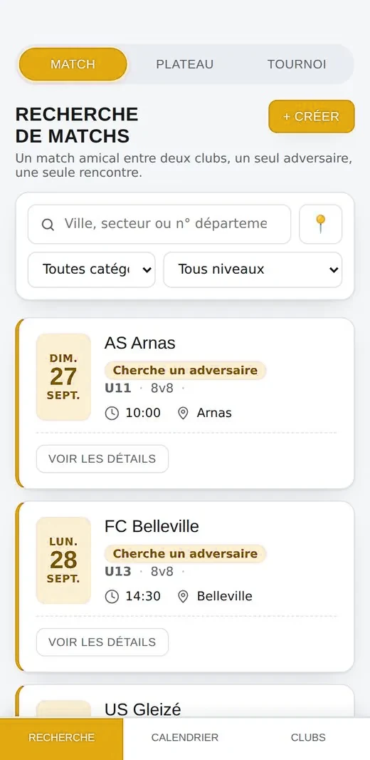 Recherche de matchs